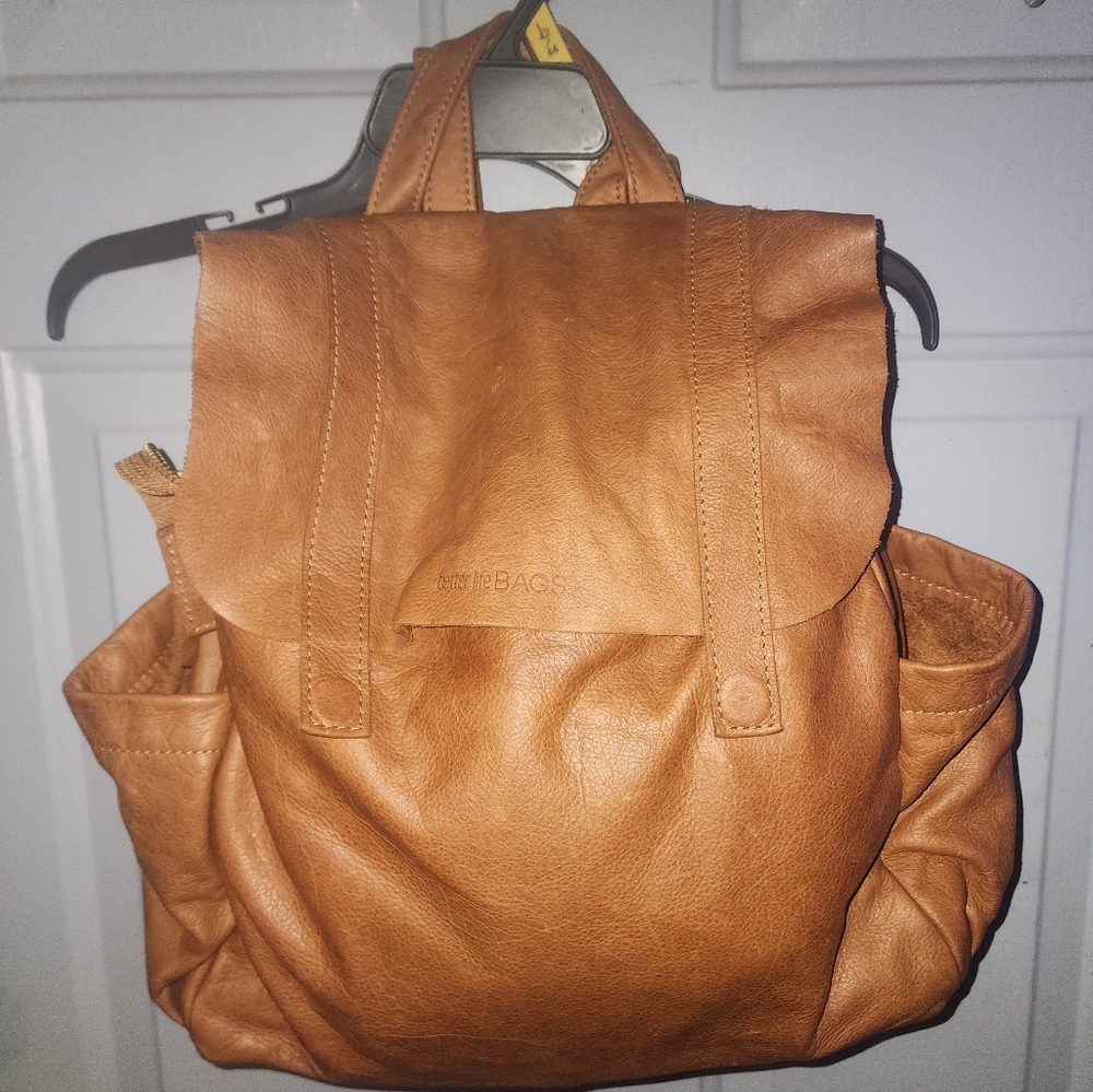 Better Life Bags Diaper Bag Tan Leather Backpack